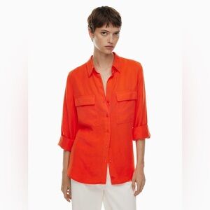 Babaton utility Relaxed Button Down Shirt Notched Collar
